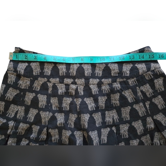 FAT FACE UK Black Skirt with Brown Elephant Pattern. Size 10Uk (6 US) - Picture 6 of 11